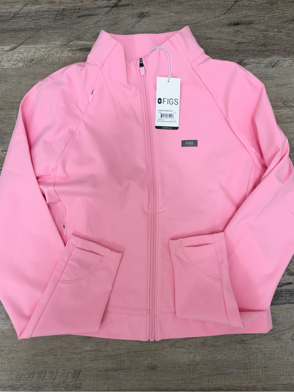 FIGS Fight Club Pink Cropped Scrub Jacket